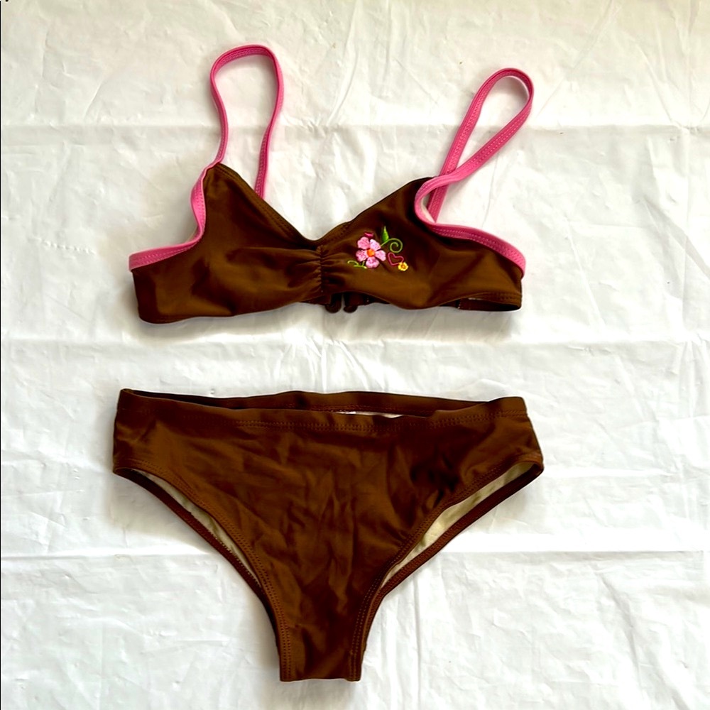Greendog Brown and Pink Velvet Bikini